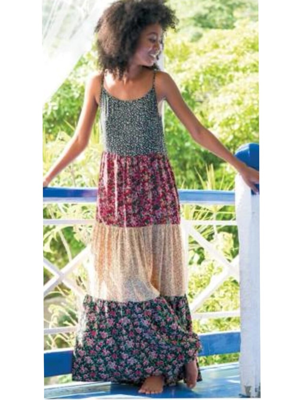 NEW Natural Life Kaia Floral Tiered Maxi Dress